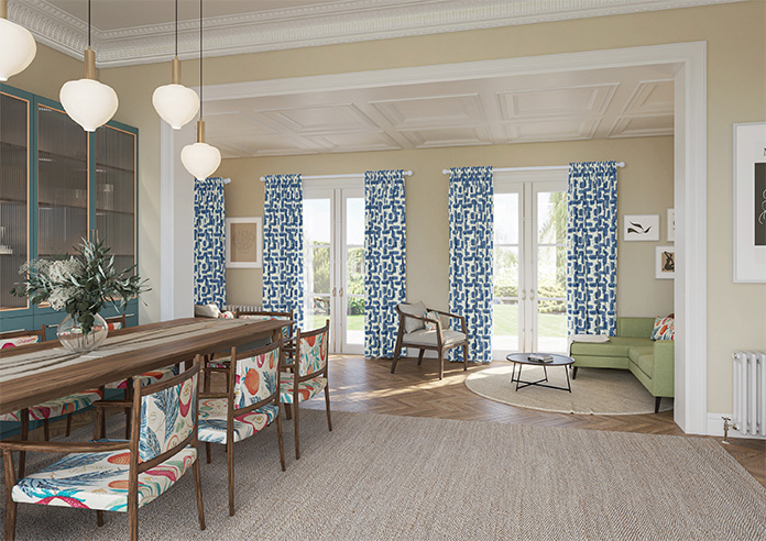 Meander, Navy - Made to Measure Curtains - Image 8